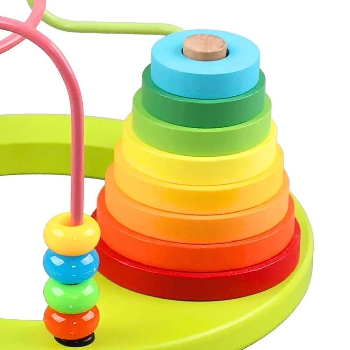 Toyly World™ Wooden Bead Maze & Rainbow Ring Stacker Toy for Toddlers 1+ | Montessori Fine Motor Skills Learning Toy 4