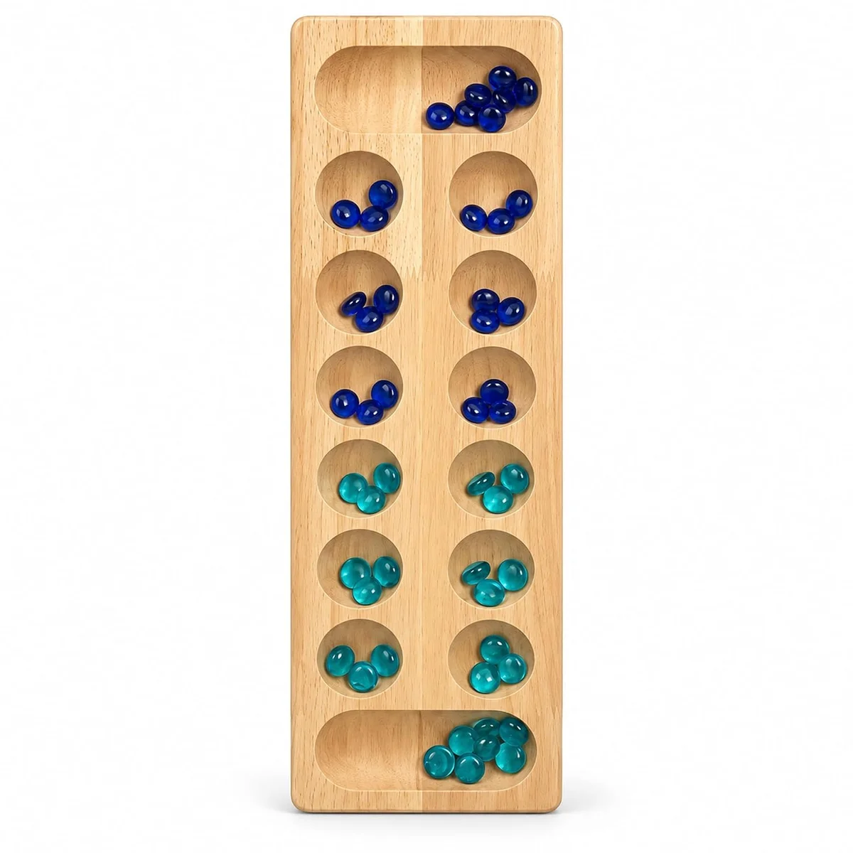 Toyly World™ Wooden Pallanguzhi Mankala Foldable Board Game for Kids & Family | Traditional Indian Counting & Strategy Game