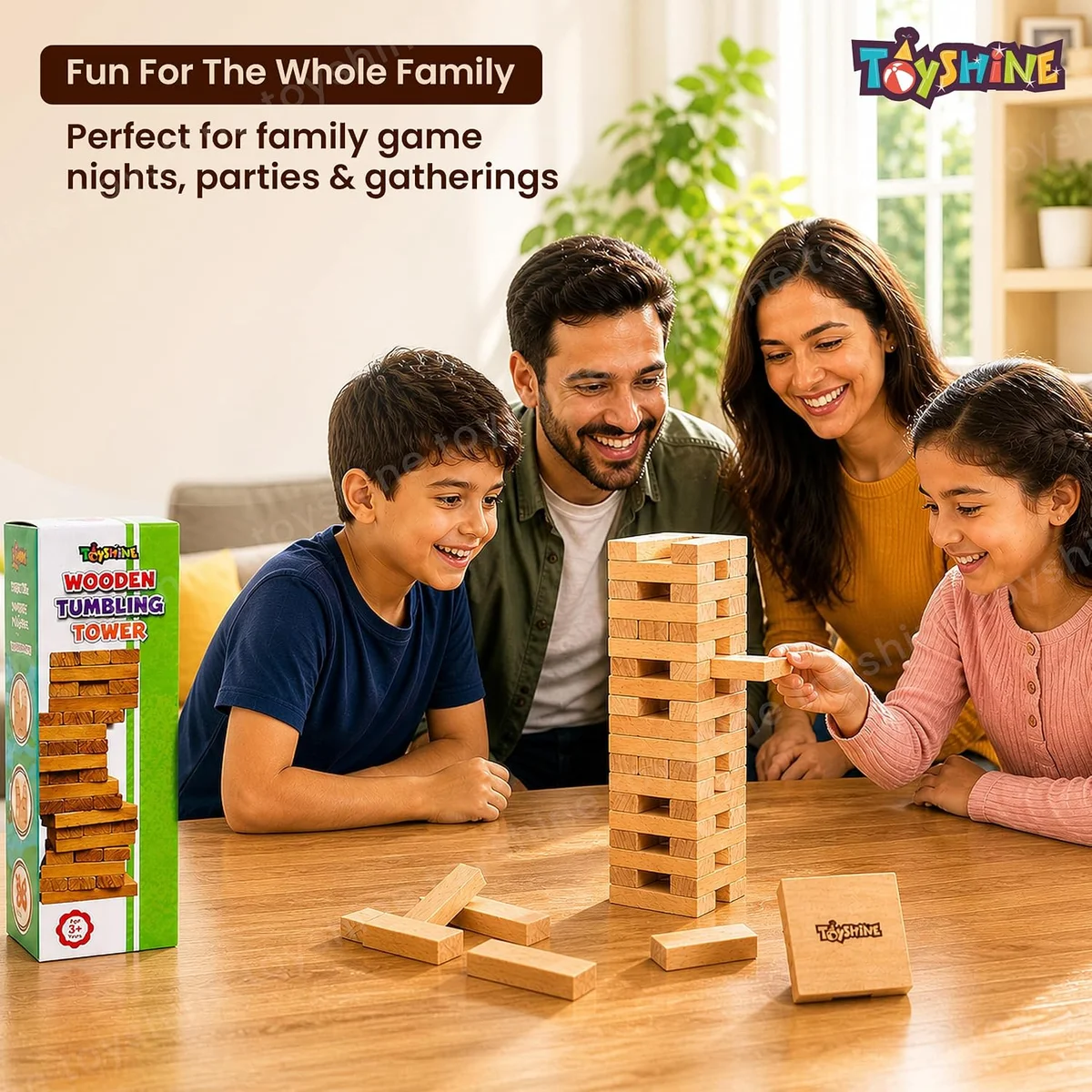Wooden 54 Wooden Building Block, Party Game, Tumbling Tower Game for Kids and Adults 4