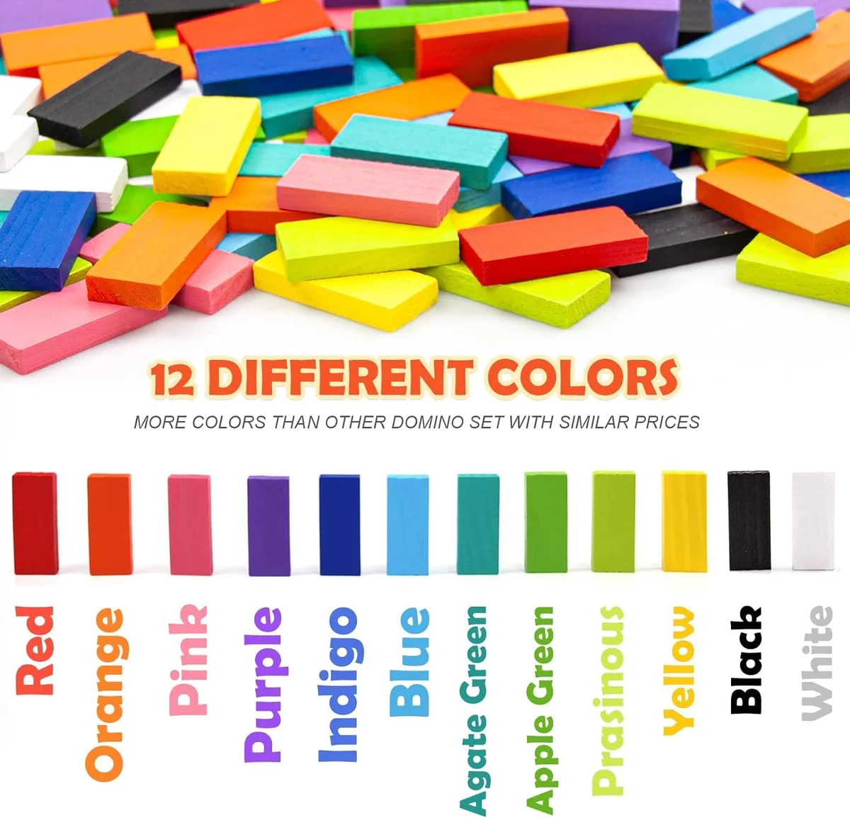 Toyly World™ 120 Pcs Colorful Wooden Domino Blocks Set for Kids | Building, Stacking & Racing Game 2
