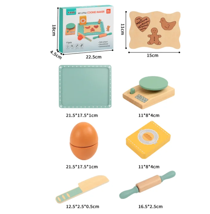 Toyly World™ Wooden Cookie Maker Pretend Play Set for Kids 3+ | Baking & Kitchen Role Play Toy | Creative Learning Set 4