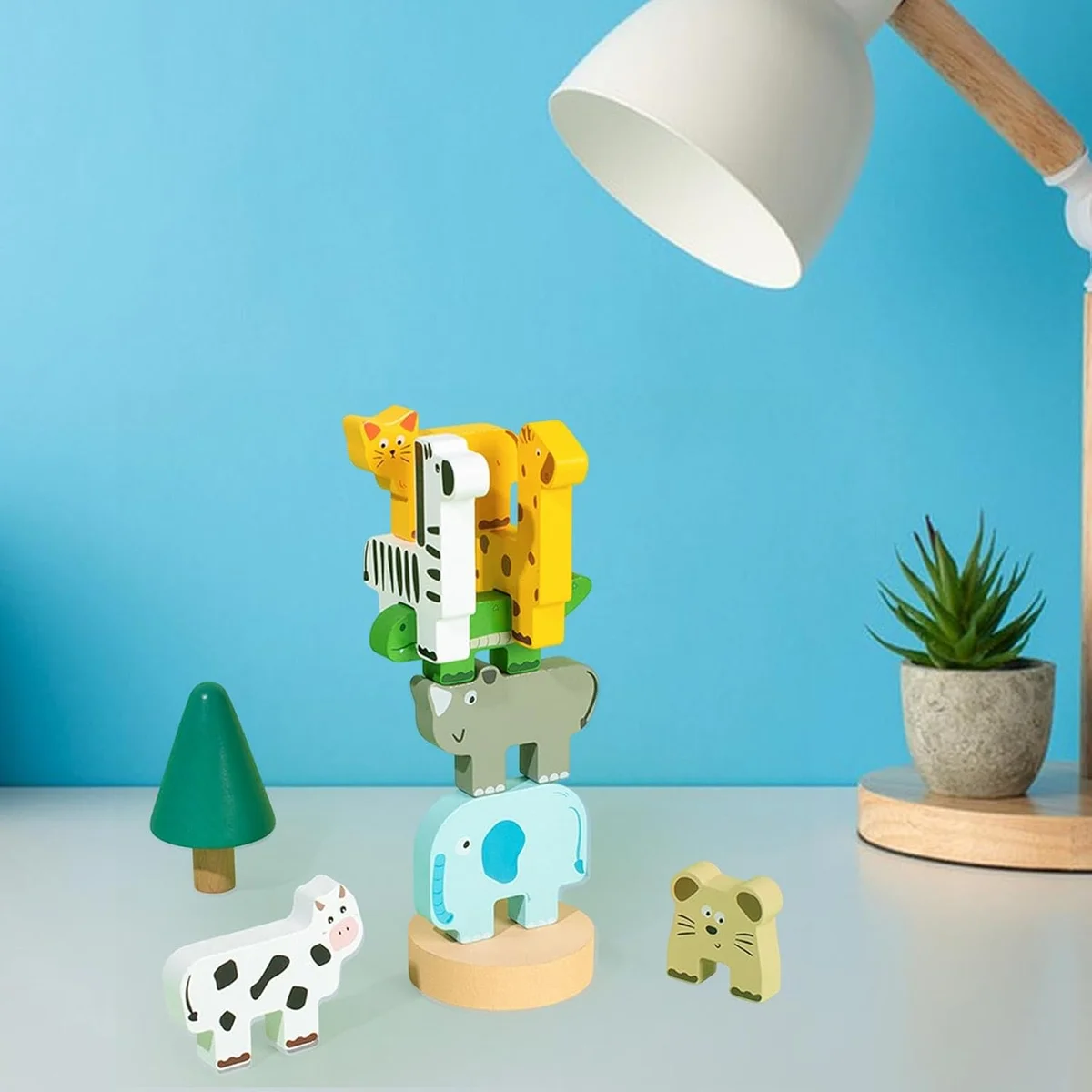 Toyly World™ Wooden Animal Stacking & Balancing Toy for Kids 3+ | Montessori Animal Puzzle with 10 Flashcards 9