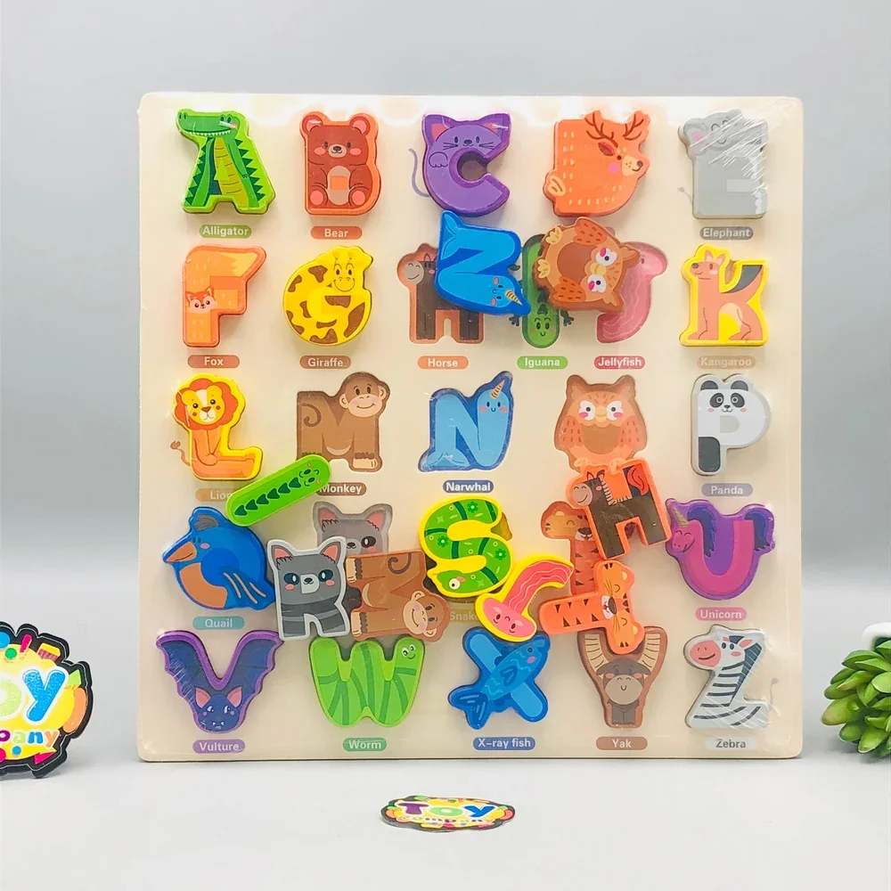 Toyly World™ Wooden A to Z Animal Themed Puzzle Board for Kids | Alphabet & Animal Recognition Learning Toy 3