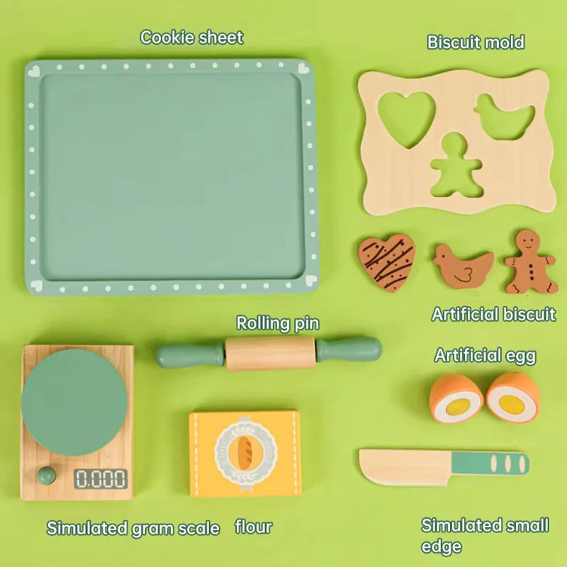Toyly World™ Wooden Cookie Maker Pretend Play Set for Kids 3+ | Baking & Kitchen Role Play Toy | Creative Learning Set 9