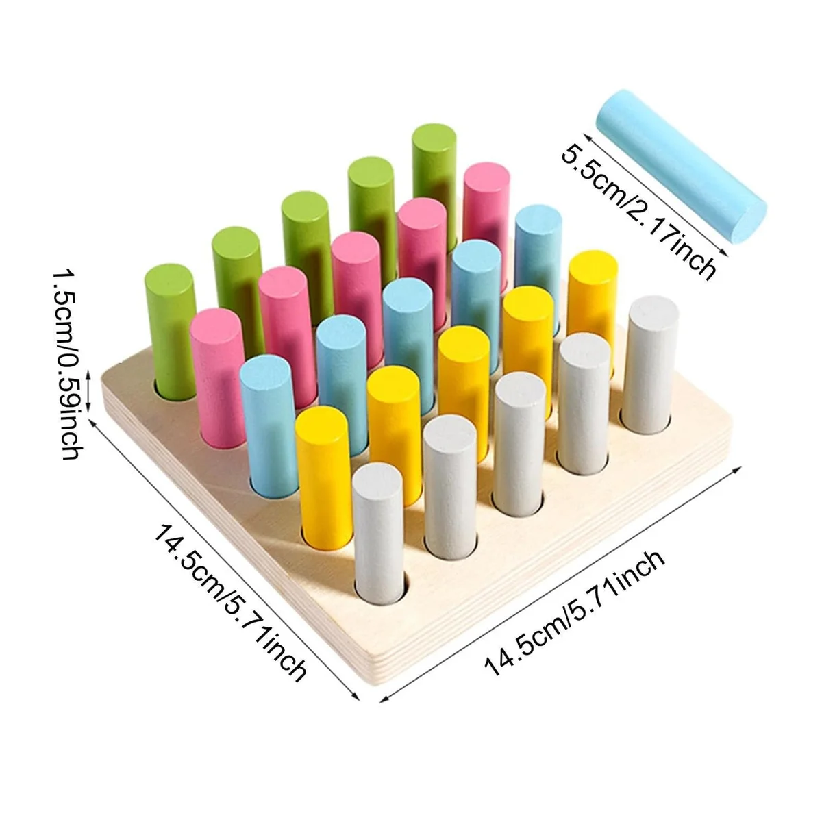 Toyly World™ Montessori Wooden Cylinder Blocks Colour Sorting & Fine Motor Skills Learning Toy for Kids 4