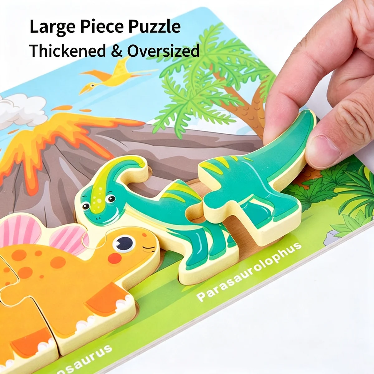 Toyly World™ Cartoon Animal Wooden Jigsaw Puzzle Set for Kids 3+ | Dinosaur, Ocean, Farm & Vehicle Learning Puzzles 4