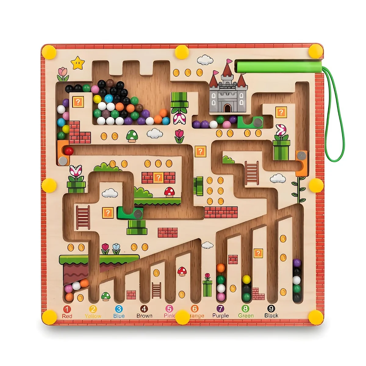 Toyly World™ Wooden Magnetic Color & Number Maze Board for Kids | Montessori Counting & Color Sorting Learning Toy
