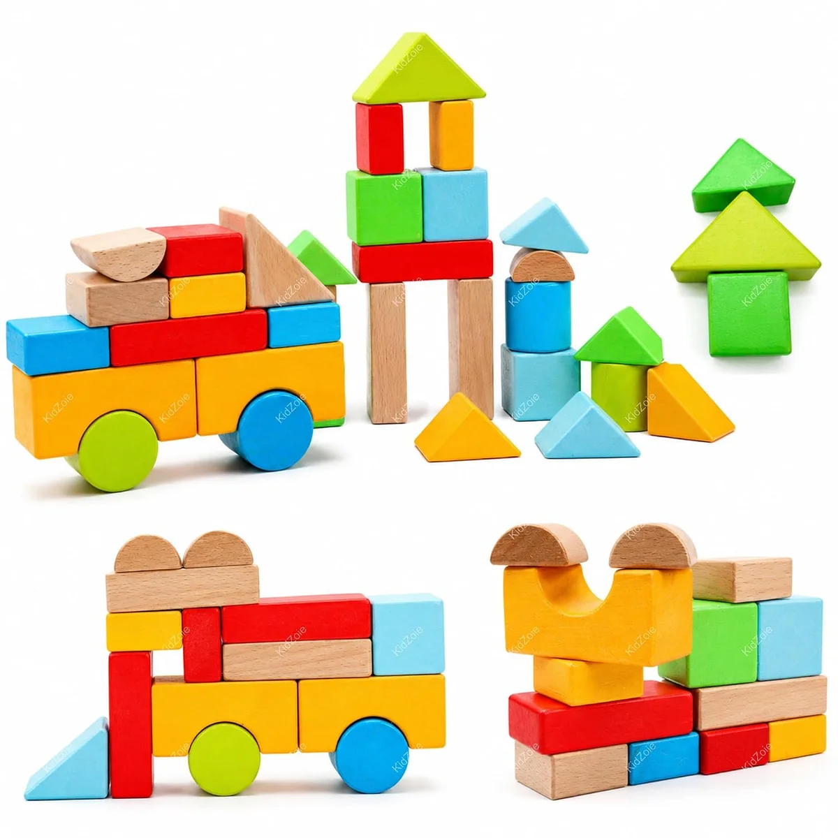 Toyly World™ Wooden Puzzle Building Blocks Set for Kids 3+ | 50-Piece Colourful Construction & Stacking Toy 3