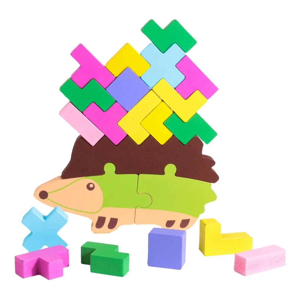 Toyly World™ Wooden Colourful Stacking Puzzle Toy for Kids | 20-Piece Pattern Building & Shape Matching Game