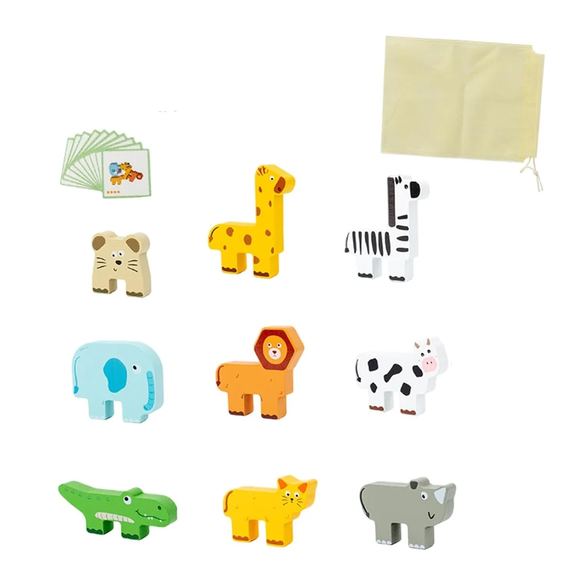 Toyly World™ Wooden Animal Stacking & Balancing Toy for Kids 3+ | Montessori Animal Puzzle with 10 Flashcards 8