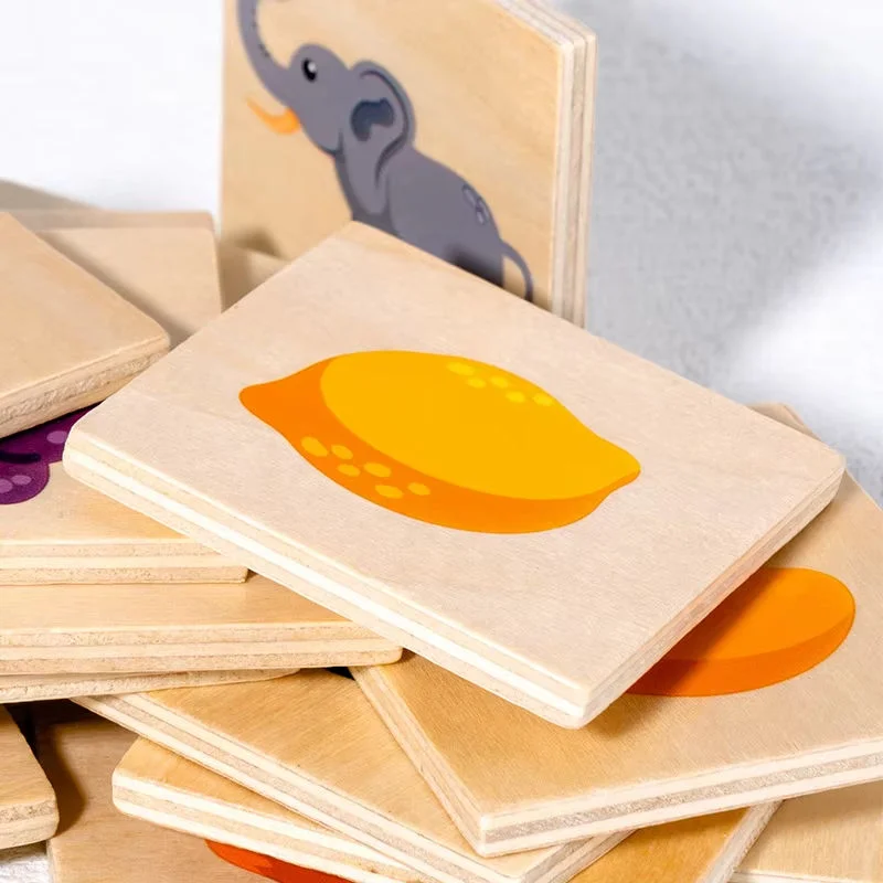 Toyly World™ Wooden Memory Matching Puzzle Game for Kids 2+ | Animal & Object Matching Tiles | Montessori Educational Toy 4