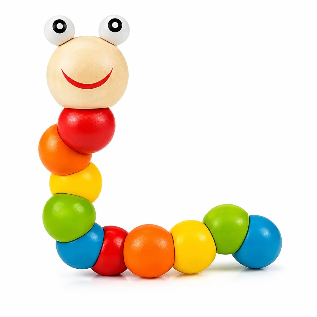 Toyly World™ Wooden Caterpillar Toy for Kids | Colorful Twisting Worm Montessori Sensory Learning Toy 7