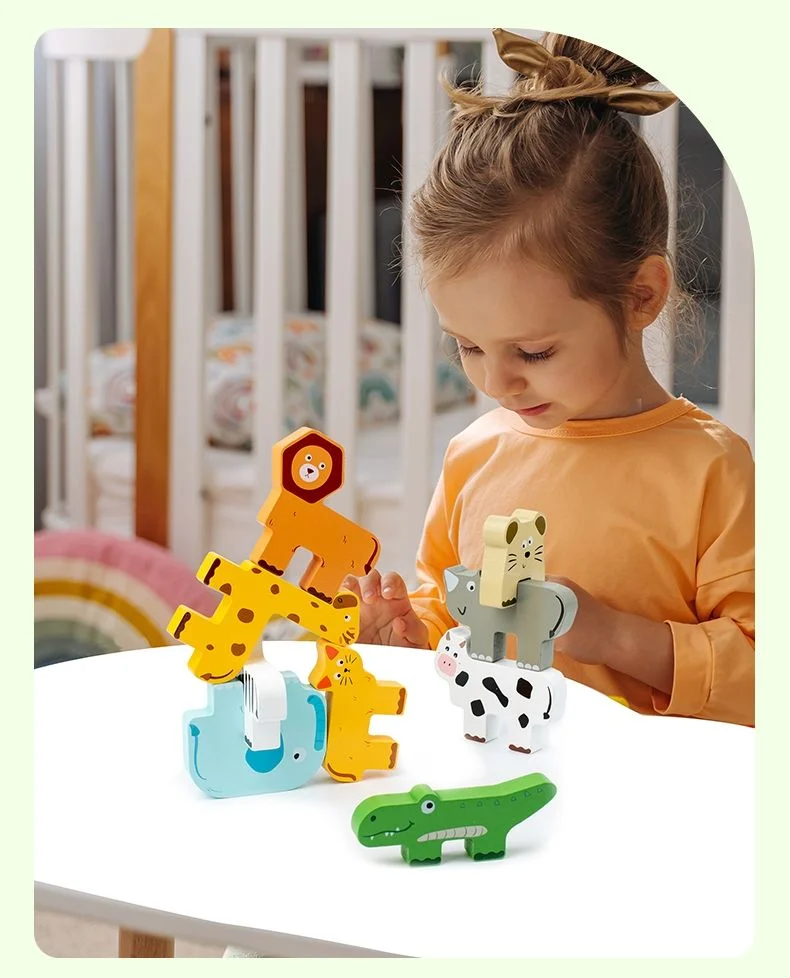 Toyly World™ Wooden Animal Stacking & Balancing Toy for Kids 3+ | Montessori Animal Puzzle with 10 Flashcards 7