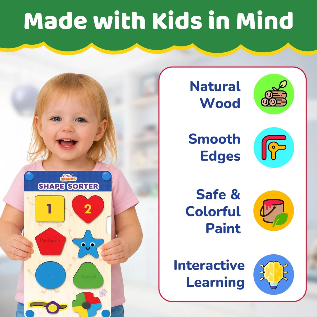 Toyly World™ Wooden Shape Sorter Educational Toy for Kids 2+ | Shape, Colour & Number Matching Learning Game 6