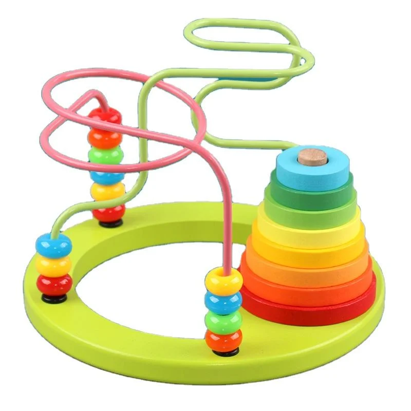 Toyly World™ Wooden Bead Maze & Rainbow Ring Stacker Toy for Toddlers 1+ | Montessori Fine Motor Skills Learning Toy 7