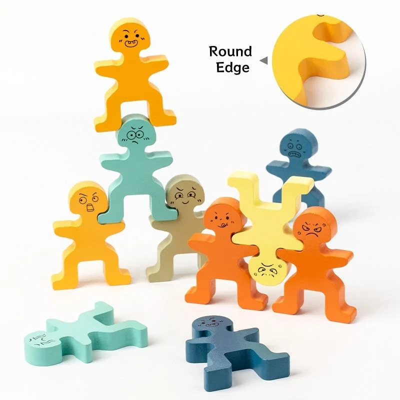 Toyly World™ Montessori Wooden Human Stacking Blocks for Kids | Colourful Balancing & Creative Building Toy 5