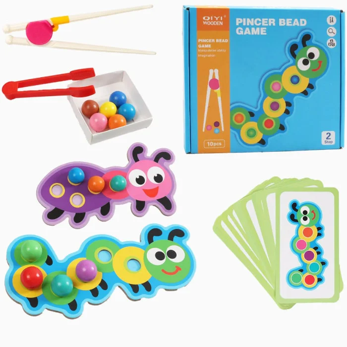 Toyly World™ Wooden Clip Bead Matching Game for Kids 3+ | Colour Sorting, Pattern Matching & Fine Motor Skills Educational Toy 2