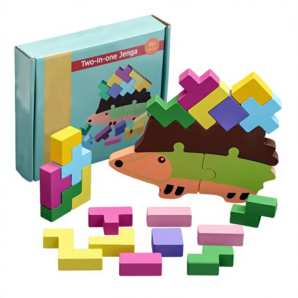 Toyly World™ Wooden Colourful Stacking Puzzle Toy for Kids | 20-Piece Pattern Building & Shape Matching Game 3