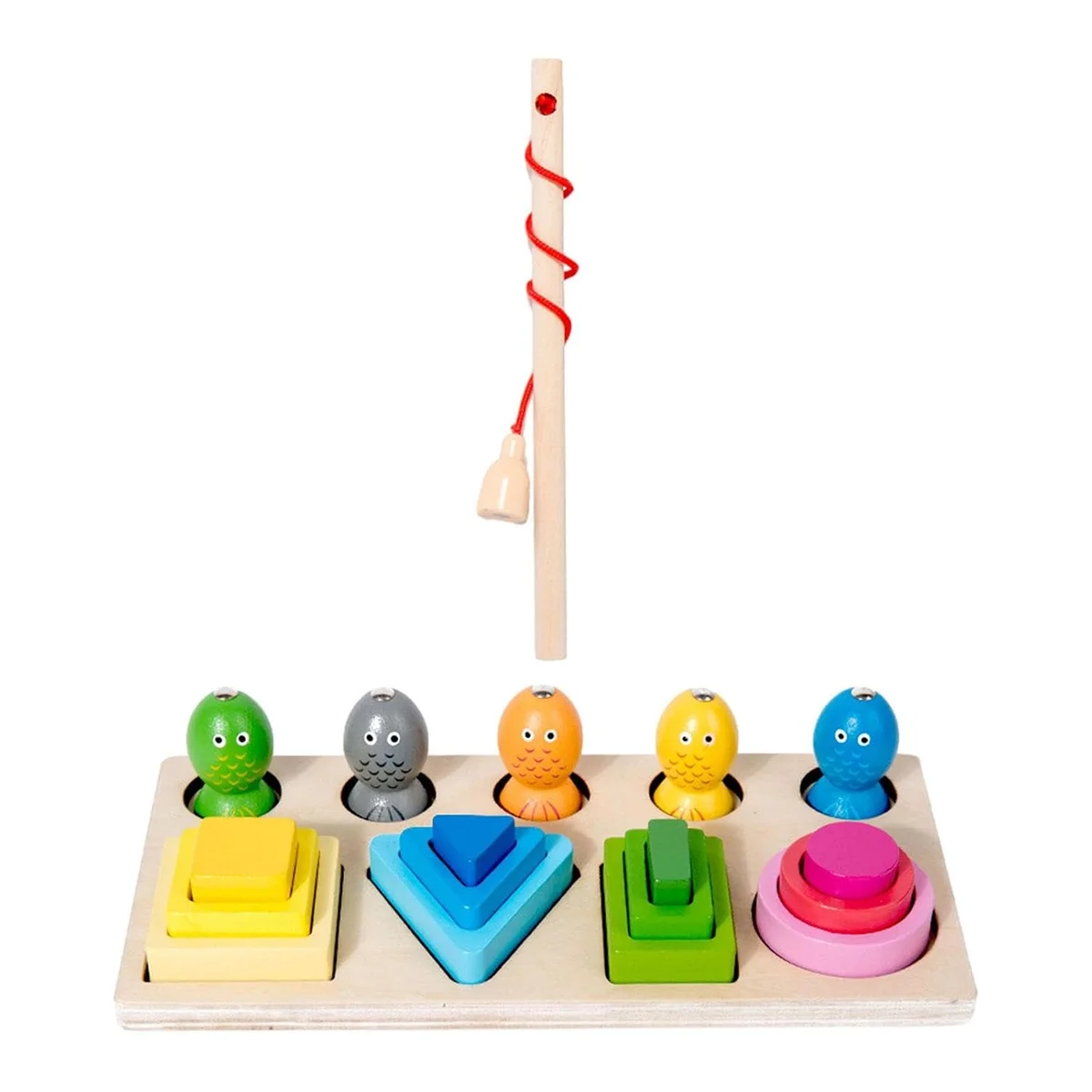 Toyly World™ 2-in-1 Wooden Colour Sorting & Magnetic Fishing Toy for Kids 3+ | Shape Matching & Pattern Learning Game 2