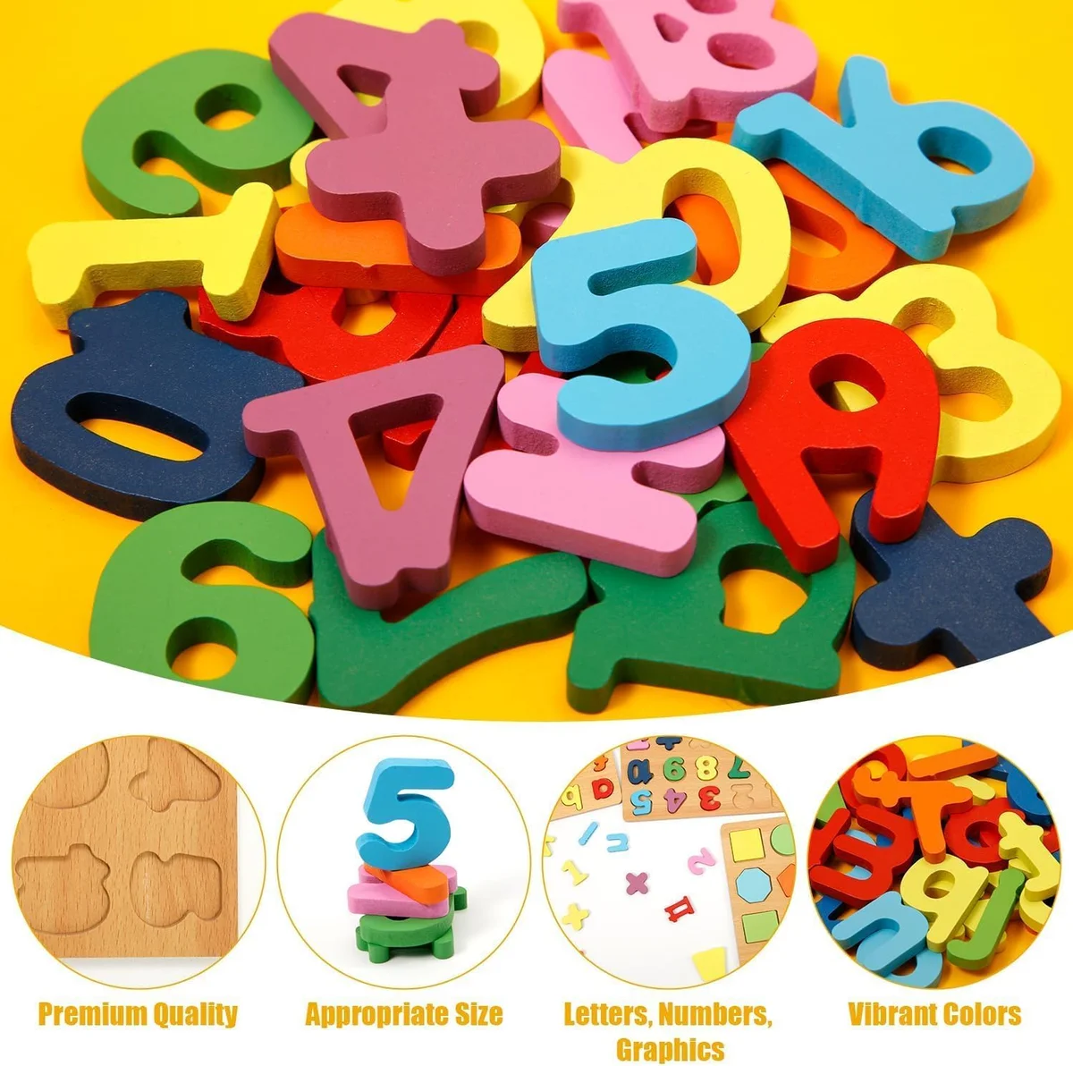 4-in-1 Wooden Alphabet Puzzle for Kids Ages 3+ – Upper & Lowercase Letters, Numbers & Shapes – Montessori Educational Learning Toy for Toddlers & Preschool – Fine Motor & Early STEM Skills 7