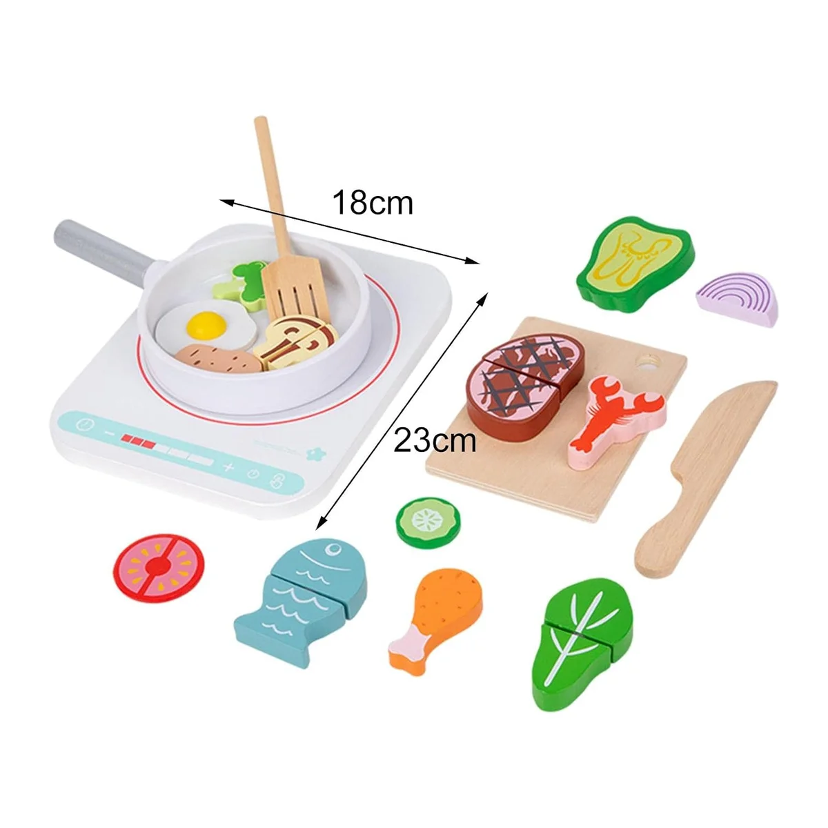 Toyly World™ Wooden Kitchen Pretend Play Set for Kids | Mini Cooking & Food Cutting Educational Toy 4