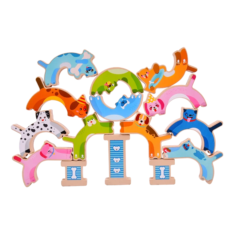Toyly World™ Wooden Animal Balancing & Stacking Blocks Set | Montessori Educational Building Toy for Kids