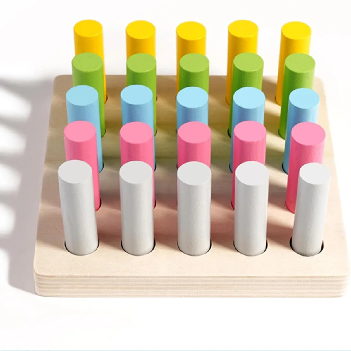 Toyly World™ Montessori Wooden Cylinder Blocks Colour Sorting & Fine Motor Skills Learning Toy for Kids