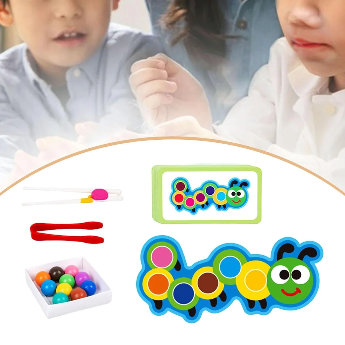 Toyly World™ Wooden Clip Bead Matching Game for Kids 3+ | Colour Sorting, Pattern Matching & Fine Motor Skills Educational Toy 4