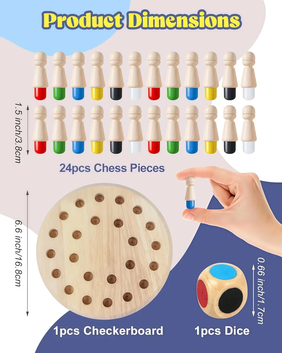 Wooden Memory Chess Matching Game — Family Board Games for Kids and Adults 5
