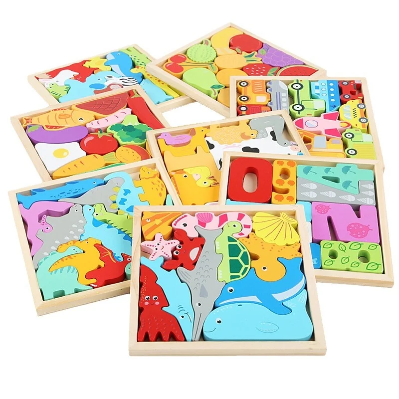 Toyly World™ 3D Wooden Jigsaw Puzzle Set for Kids 2–5 Years | Animal, Fruit, Number & Vehicle Learning Toys 5