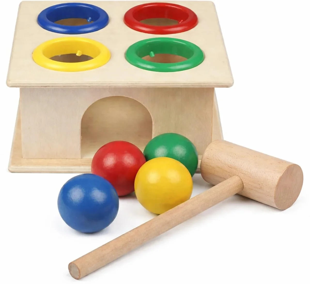 Toyly World™ Wooden Hammer Ball Knock Bench Toy for Kids 3+ | Colour Matching & Fine Motor Skills Learning Game