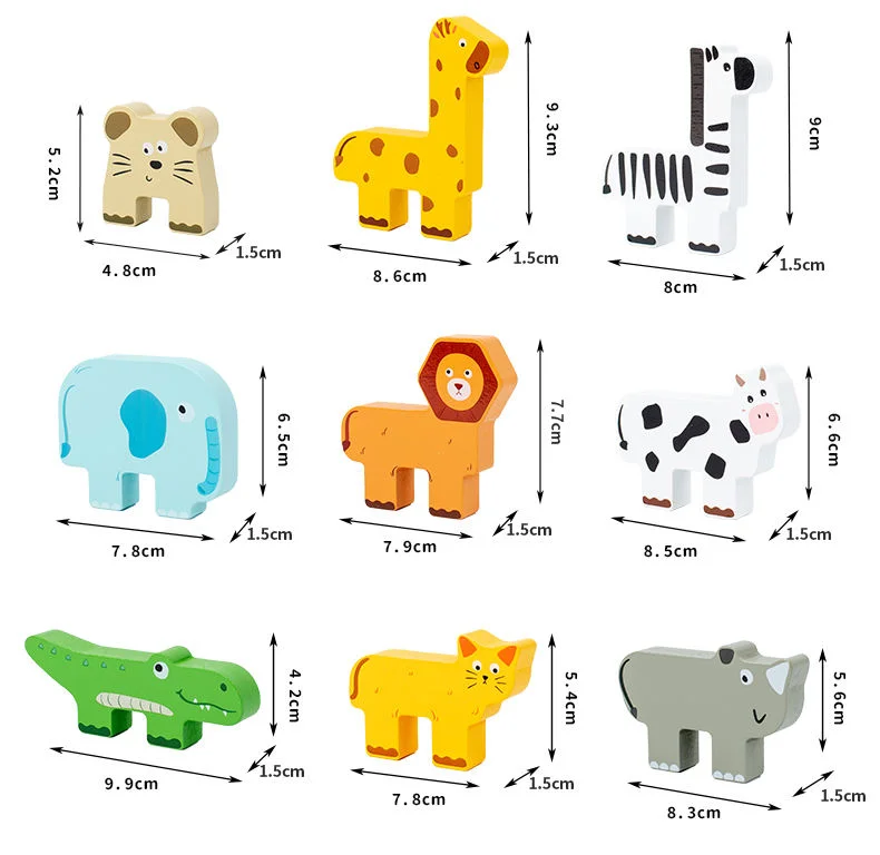 Toyly World™ Wooden Animal Stacking & Balancing Toy for Kids 3+ | Montessori Animal Puzzle with 10 Flashcards 6