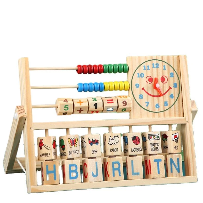 Toyly World™ Wooden 4-in-1 Educational Learning Frame for Kids | Abacus, Clock, Alphabet & Math Learning Toy 2