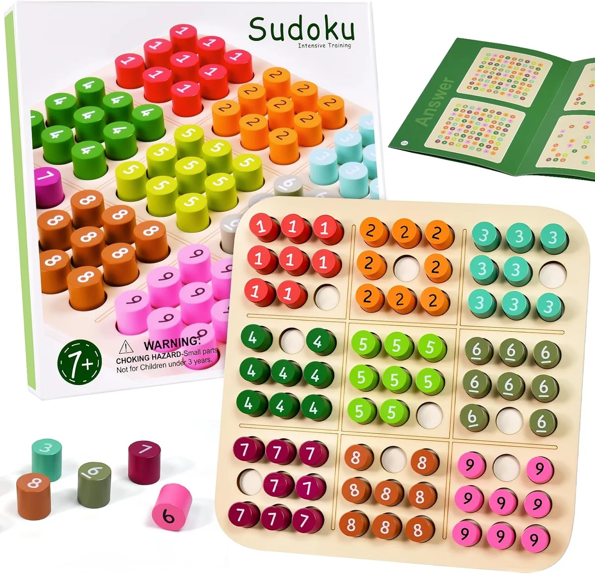 Toyly World™ Wooden Sudoku Game for Kids & Adults | 81 Colourful Number Pegs | Educational Logic Puzzle Board