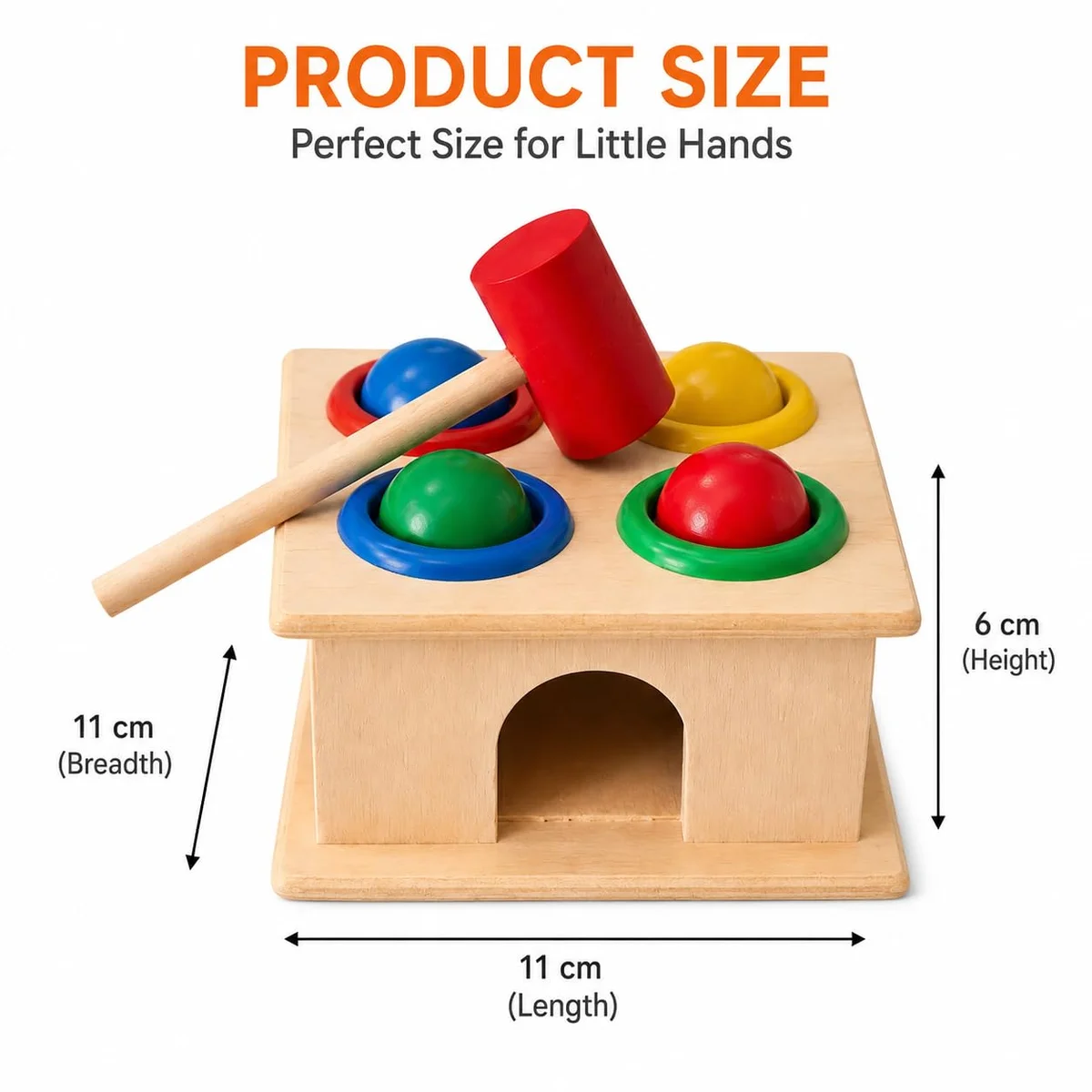 Toyly World™ Wooden Hammer Ball Knock Bench Toy for Kids 3+ | Colour Matching & Fine Motor Skills Learning Game 2