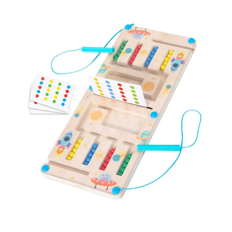Toyly World™ Wooden Magnetic Maze Battle Board Game for Kids 3+ | 2-Player Colour Sorting & Matching Learning Toy