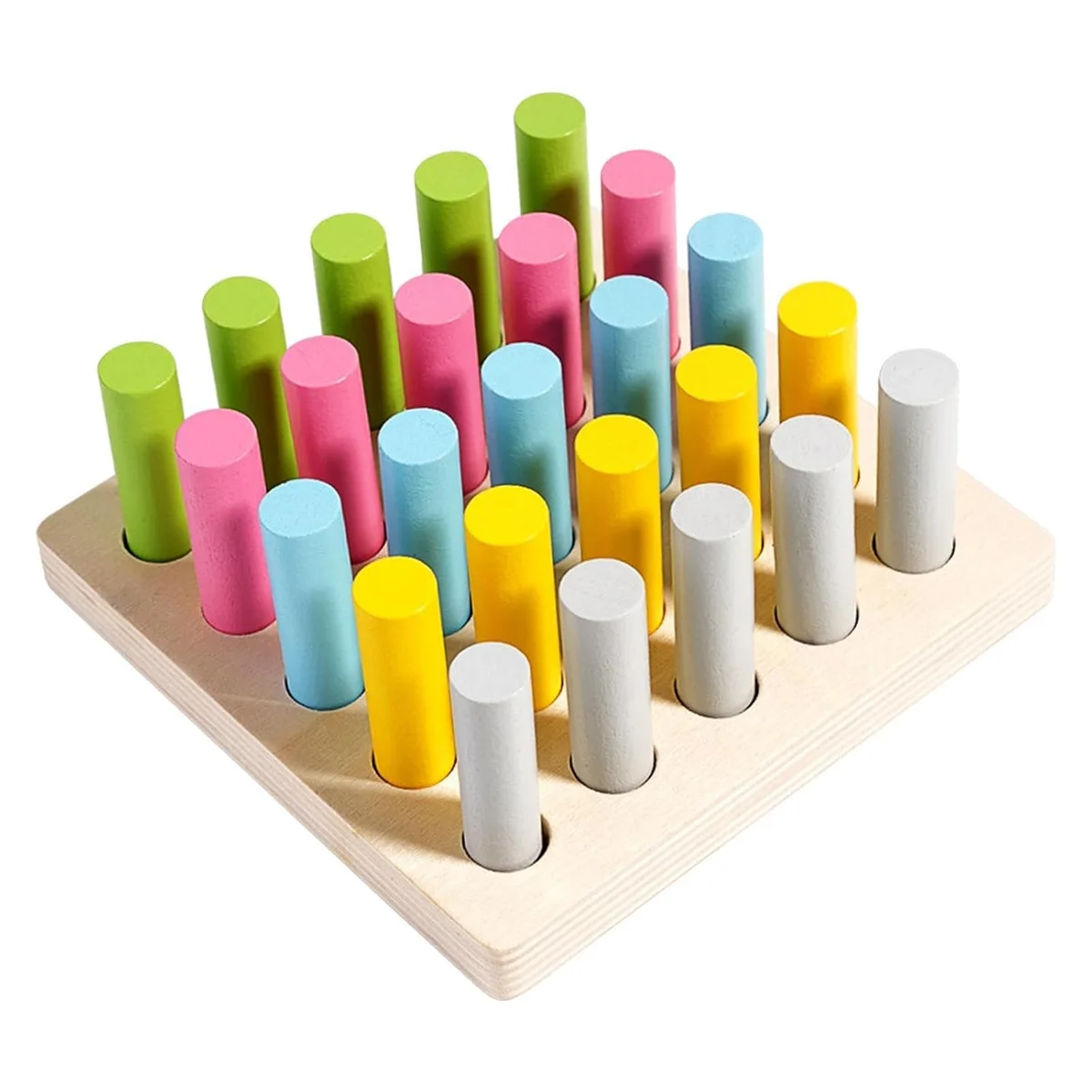 Toyly World™ Montessori Wooden Cylinder Blocks Colour Sorting & Fine Motor Skills Learning Toy for Kids 9