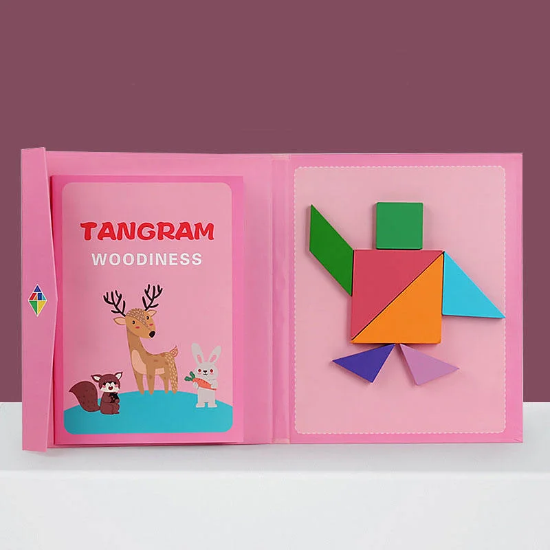 Toyly World™ Magnetic Tangram Puzzle for Kids | 7-Piece Wooden Shape Sorting & Pattern Matching Game