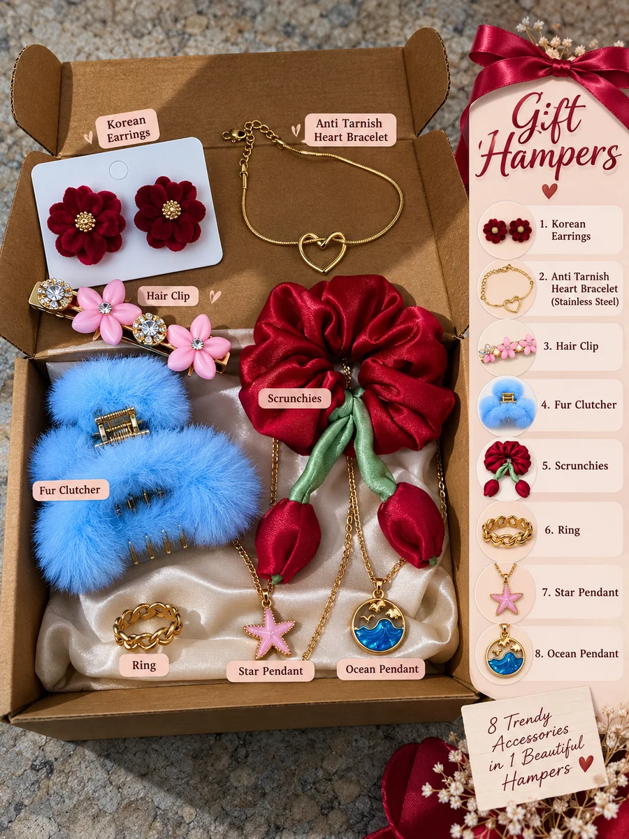 AaruJewels Premium 8-in-1 Gift Hamper for Women